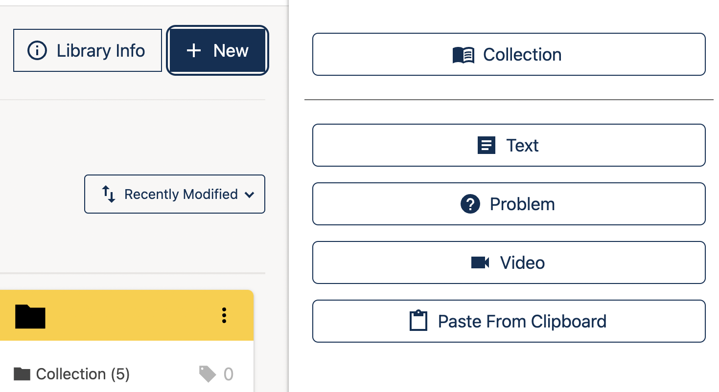 A screenshot highlighting the location of the Collection button, in the top right of the sidebar