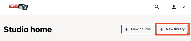 The "+New Library" button appears in the top right corner of the Studio homepage